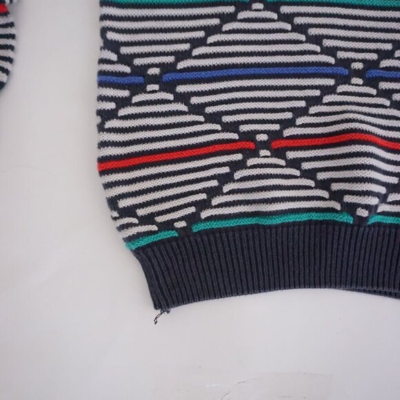 Cezar Knit Sweater Navy Multicolor Geometric Pattern 90s Retro Eclectic Style XL - Picture 6 of 10